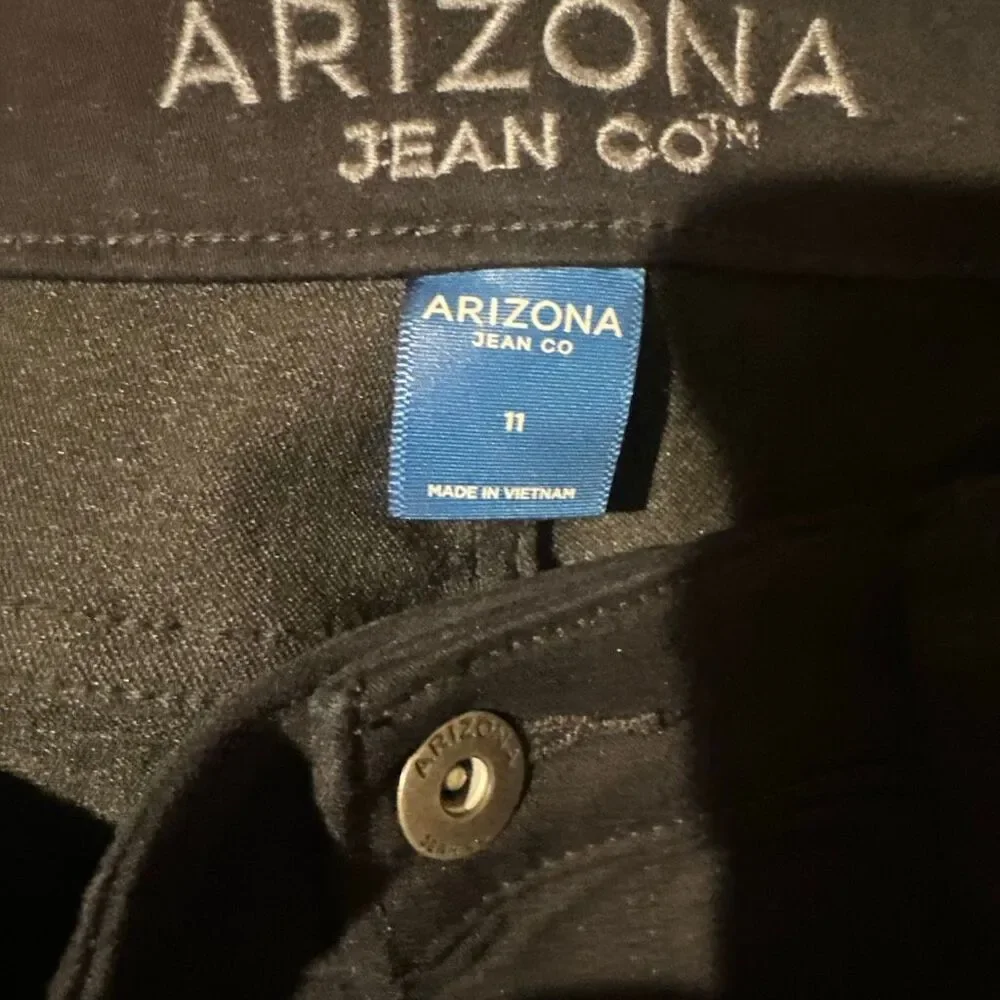 Arizona black denim like cotton blend jeans Juniors size 11 - Picture 2 of 8
